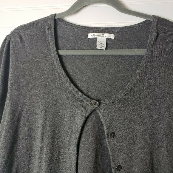 Kenneth Cole Gray Cardigan Sweater Size Large - Picture 4 of 8